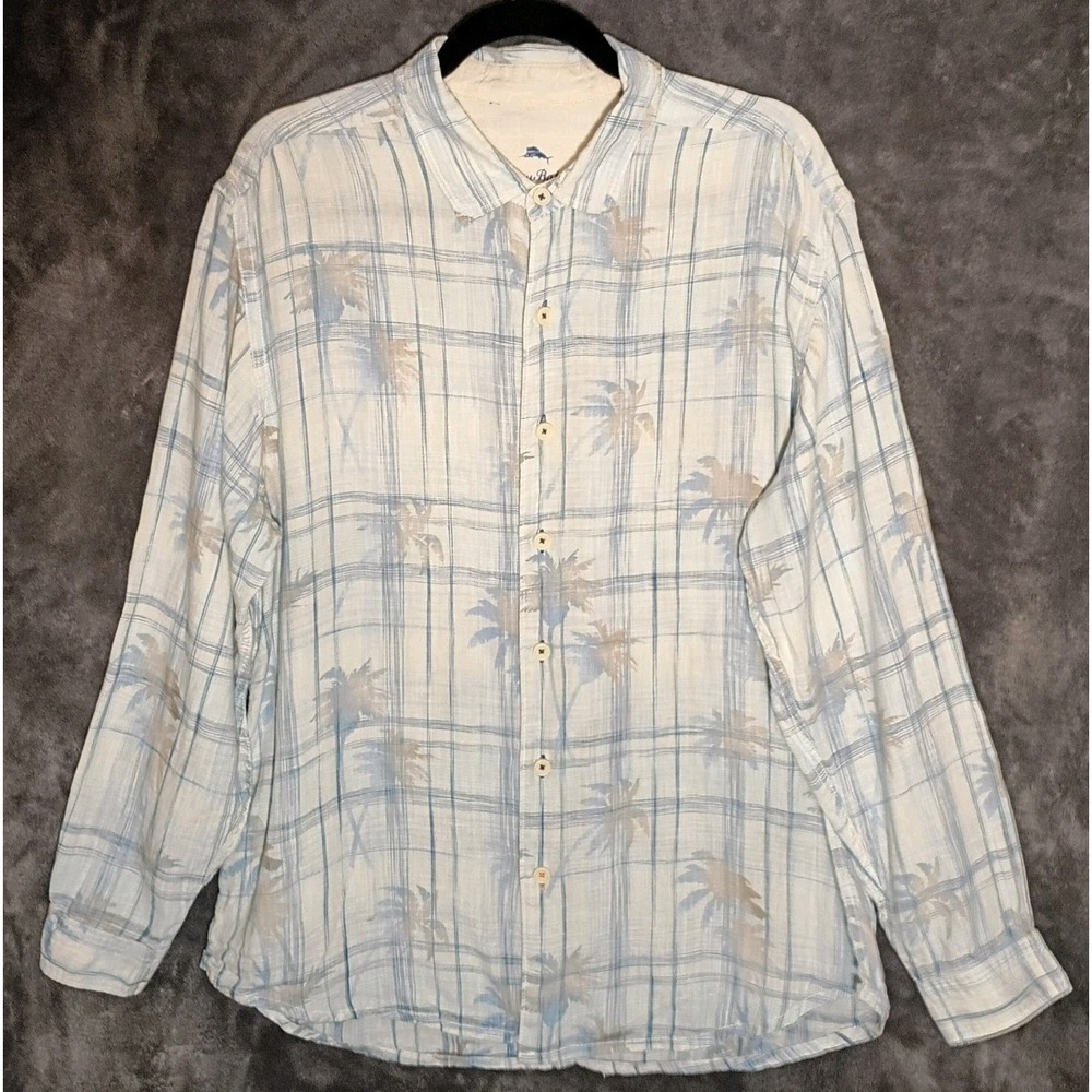 Tommy Bahama‎ Relax 100% Linen Long Sleeve Men's Shirt Size L Tropical Vacation